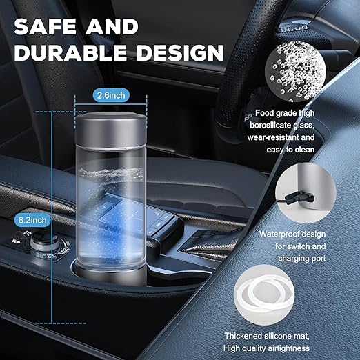Hydrogen Water Bottle Generator with SPE/PEM–Portable Molecular Hydrogen Rich Water Machine, Rechargeable,5000 ppb,LED Timer for Home, Office, Travel, Sports,Birthday & Christmas Gift