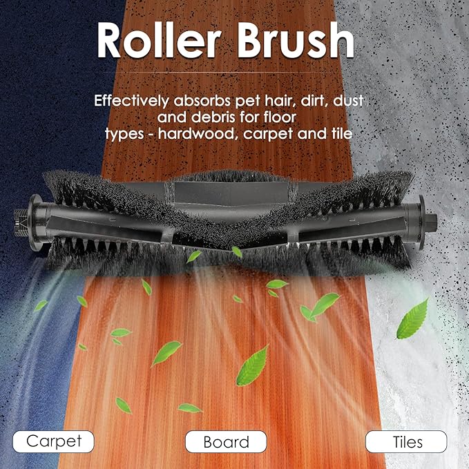 (2 Pieces) Replacement Brush Rollers Compatible with Tikom G8000 Max/ L9000/ L8000 Plus/ G8000 Robot Vacuum and Mop Combo, Replacement Parts Accessory Kit, 2 Brush Rollers