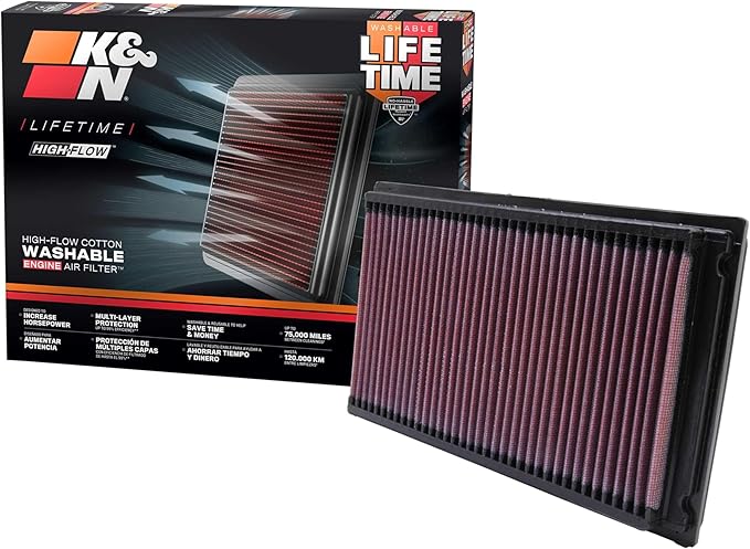 K&N High-Flow Original Lifetime Engine Air Filter: Increase Power: Premium, Washable: Compatible with 1981-2021 Faw/Ford/Infiniti/Nissan: (See product Description for Select Models) 33-2031-2