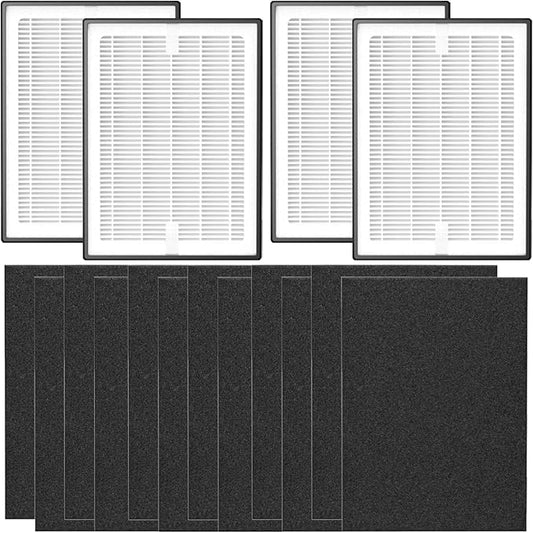 4 Set LV-H126 Replacement Filter for LEVOIT LV-H126 Air Purifier, 3-Stage Filtration System, 4 Pack H13 True HEPA with High-Efficiency Activated Carbon, 12 Extra Pre-Filters, LV-H126-RF, Black