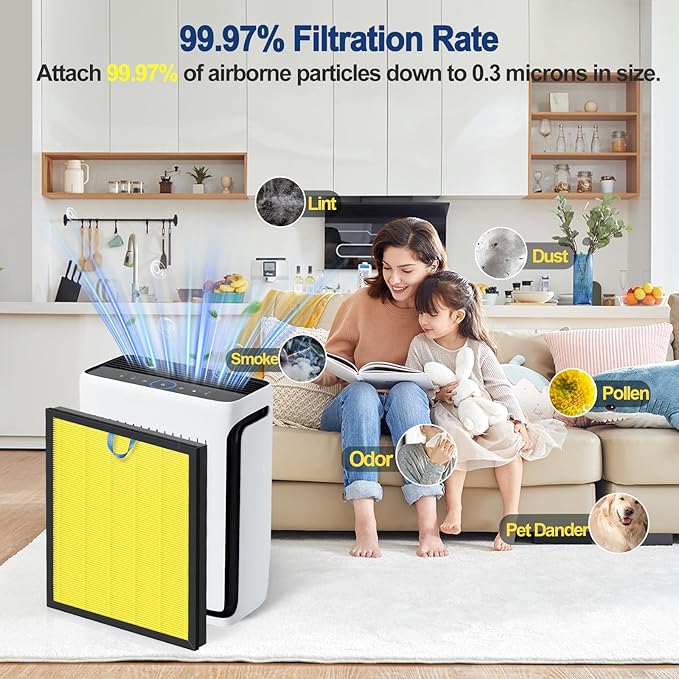 Upgraded levoit Vital 200S Replacement Filter 2-Pack, H13 True HEPA & Activated Carbon,Compatible with Levoit Vital 200S/200S-P Air Purifiers, 3-Stage Allergen Defense (Yellow-Vital 200S Pet)