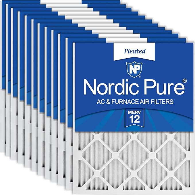Nordic Pure 16x20x1 (Actual Size: 15 1/2 x 19 1/2 x 3/4) Pleated MERV 12 Air Filters 12 Pack