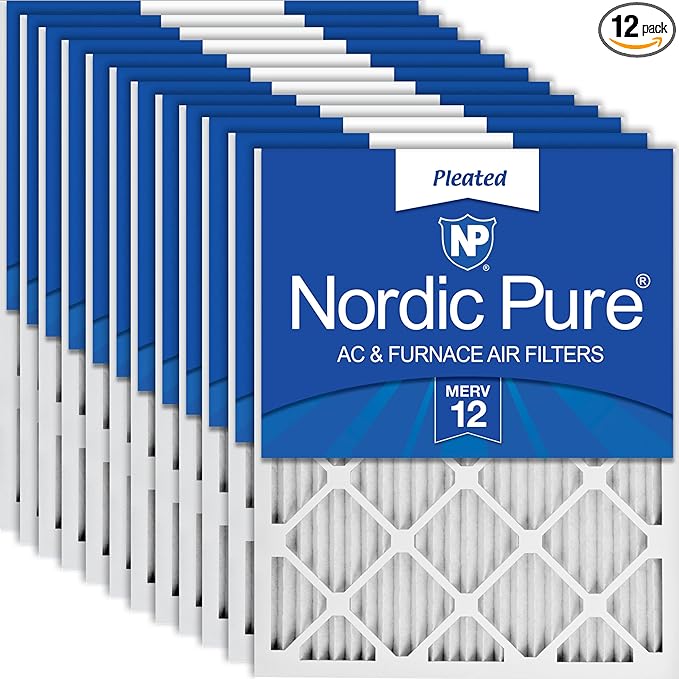 Nordic Pure 18x20x1 (Actual Size: 17 1/2 x 19 1/2 x 3/4) Pleated MERV 12 Air Filters 12 Pack