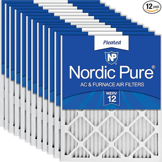 Nordic Pure 15x20x1 (Actual Size: 14 1/2 x 19 1/2 x 3/4) Pleated MERV 12 Air Filters 12 Pack