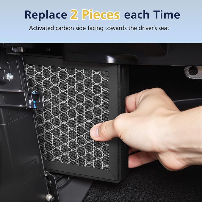 Tesla Model 3 Model Y Cabin Air Filter Replacement Accessories, 2 Pack H13 HEPA Premium Activated Carbon Air Filter for Tesla Model 3/Y (2016-2025), 4-Stage Filtrtion
