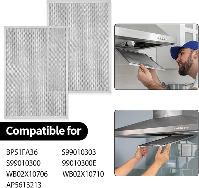 BPS1FA36 Aluminum Range Hood Filter 17-1/4"X 11-3/4"X 3/8" for Broan Nutone Allure QS1 36" and 36" WS1 WS2 Range Hood Filter Replacement 5 Layers, 2 Pack