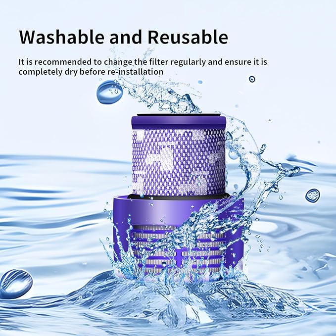 Keluke V10 Filter Replacement Compatible with Dyson V10 Cyclone Series, V10 Absolute, V10 Animal, V10 Total Clean, Replace Part No. 969082-01,4 Pack Filters and 1 Clean Brush