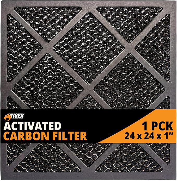 Tiger Tough HEPA 500 Activated Carbon Filter 24x24x1 – Replacement Air Purifier Filter for Air Scrubbers, Odor Removal & VOC Control – Compatible with HEPA Air Purifiers & Home Air Filters