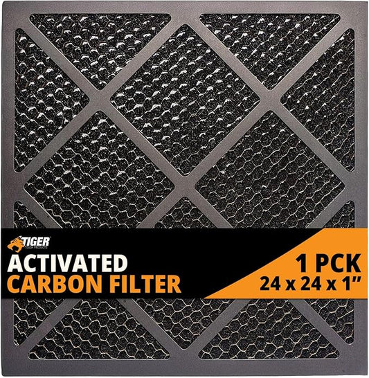 Tiger Tough HEPA 500 Activated Carbon Filter 24x24x1 – Replacement Air Purifier Filter for Air Scrubbers, Odor Removal & VOC Control – Compatible with HEPA Air Purifiers & Home Air Filters