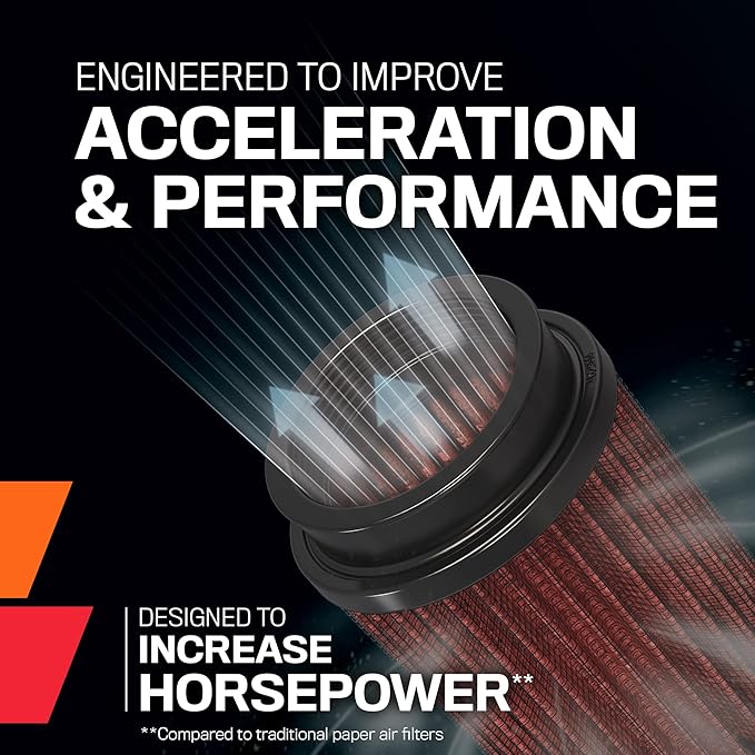 K&N High-Flow Original Lifetime Universal Clamp-On Air Filter:High Performance,Premium,Washable:Flange Diameter:3.5 In,Filter Height:9In,Flange Length:1.75 In, Shape:Round Tapered,RE-0920 (Pack of 6)