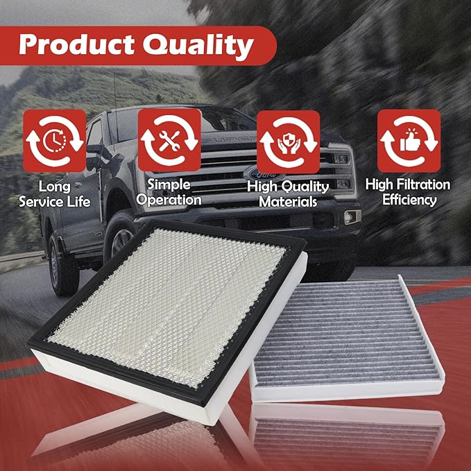 FA1950 Engine Air Filter and FP79 Cabin Air Filter kit Compatible with 2020-2025 Ford F250 F350 Super Duty 2020-2024 F450 F550 F600 Super Duty Replaces WA10906 CF12150