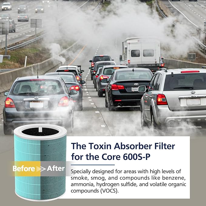 Core 600S Toxin Absorber Replacement Filter for LEVOIT Core 600S & Core 600S-P Smart Air Purifiers, Core 600S-RF-TX, Green, 2 Pack