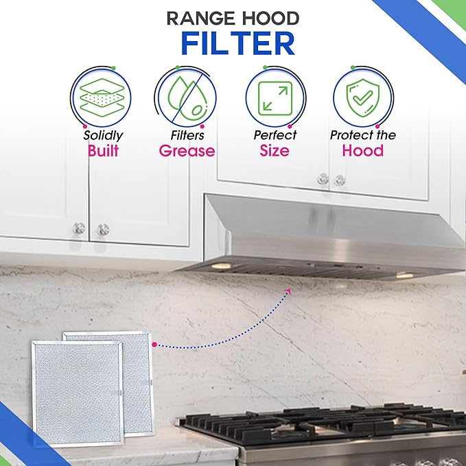 Bagean Stove Hood Vent Filter 9.87" x 11.62" 97007894 Compatible with Broan Range Hood Filter Replacement - Fit's Nutone Kitchen Exhaust Fan Screen - Blocks Grease & Filters Over Oven Air (1-Pack)