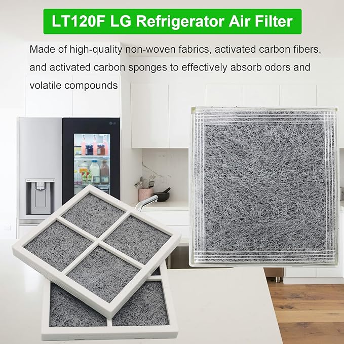 LT120F Refrigerator Air Filter Replacement for LG LT120F, and Kenmore Elite 469918, 9918, 795, Carbon Fridge Filters for LG ADQ73214402, ADQ73214403, ADQ73214404, ADQ73334008, LMXS30776S-8 Pack