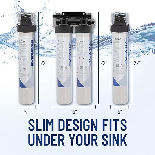 Pentair Everpure H-300-NXT Drinking Water System, 300 Gallon Capacity, Reduces Chlorine Taste & Odor, Lead, VOCs, Sediment, NSF Certified, Made in USA