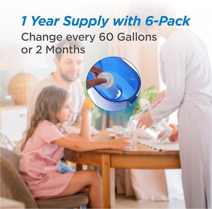 Commercial Cool Water Filter Replacements, Replacement Water Filters for Standard Brita Pitcher, Lasts Up To 60 Gallons, NSF Certified, CCWFB6, White, 6-Pack
