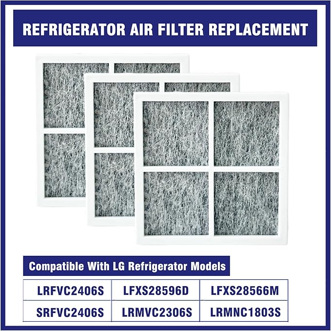 3 Pcs Refrigerator Air Filter Replacement Fit for LG LRFVC2406S, LFXS28596D, LFXS28566M, SRFVC2406S, LRMVC2306S, LRMNC1803S