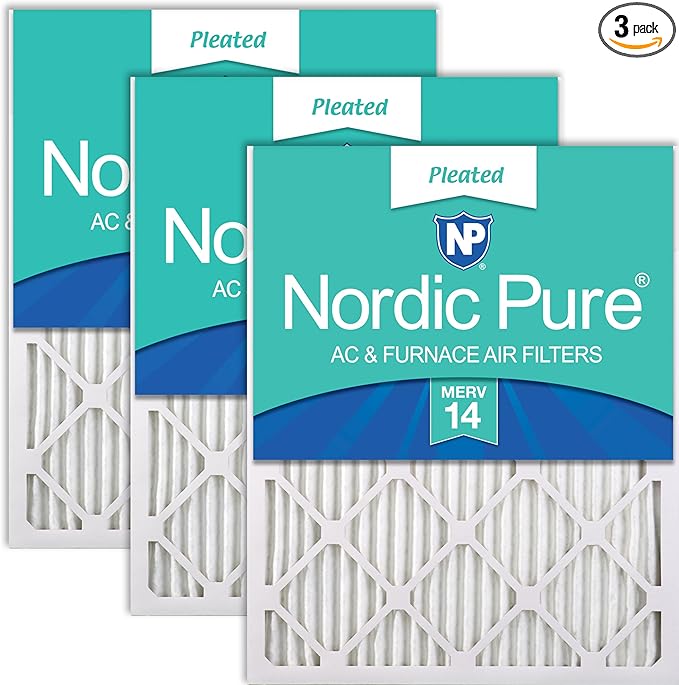 Nordic Pure 12x20x1 (Actual Size: 11 1/2 x 19 1/2 x 3/4) Pleated MERV 14 Air Filters 3 Pack