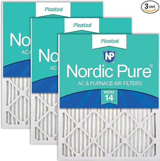 Nordic Pure 18x25x1 (Actual Size: 17 1/2 x 24 1/2 x 3/4) Pleated MERV 14 Air Filters 3 Pack