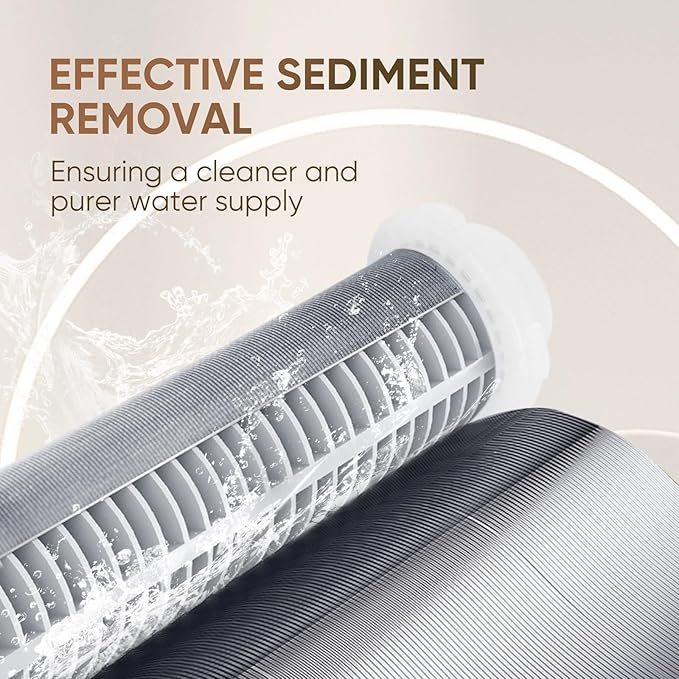 PUREPLUS 40 Micron Whole House Spin Down Sediment Water Filter With Scrapper, Reusable Flushable Pre-Filtration System for City/Tap water, 1" MNPT + 3/4" FNPT + 3/4"MNPT, Brass, BPA Free, USA Tech