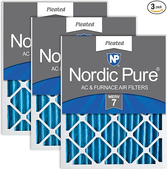 Nordic Pure 14x25x2 (13 1/2 x 24 1/2 x 1 3/4) Pleated MERV 7 Air Filters 3 Pack