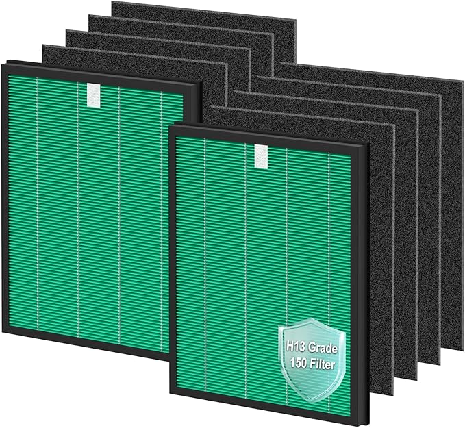 FFsign 150 Filter Replacement for Coway Airmega 150 Air Puri-Fier, 2 Pack Green True HEPA & 8 Pack Active Carbon Filters, for AP-1019C-FP