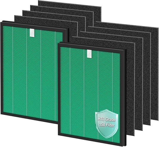 FFsign 150 Filter Replacement for Coway Airmega 150 Air Puri-Fier, 2 Pack Green True HEPA & 8 Pack Active Carbon Filters, for AP-1019C-FP