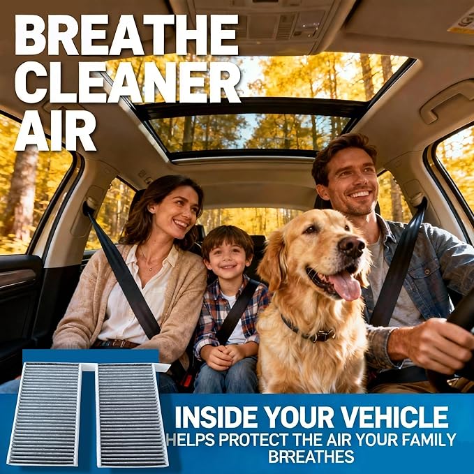 Cabin Air Filter with Activated Carbon for Tesla Model 3 2018-2025 & Model Y 2020-2025, 3-Layer Filtration, Replacement for 1107681-00-A, Dust Pollen & Odor Control, Easy Install