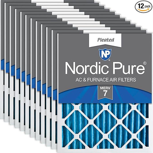 Nordic Pure 16x24x2 (Actual Size: 15 1/2 x 23 1/2 x 1 3/4) Pleated MERV 7 Air Filters 12 Pack