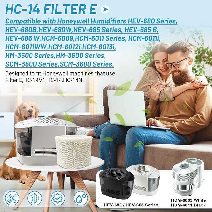 Lemige 3 Pack HC14 Filter E Replacement for Honeywell humidifier HC-14 Series HC-14V1 HC-14 HC-14N, Models HCM-6009 HCM-6011 HEV680 HEV685 Series