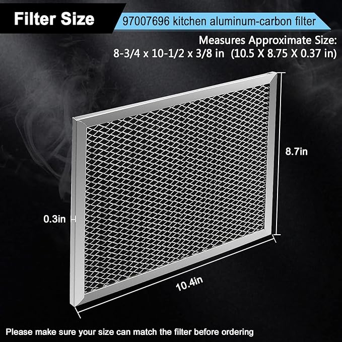 97007696 Charcoal Filter Replacement for Range Hood 41F Grease Filter 6105c 8-3/4" x 10-1/2" Aluminum Mesh Charcoal Carbon Filter Compatible with Most Brand Stove Vents -4 PACKS by Fetechmate