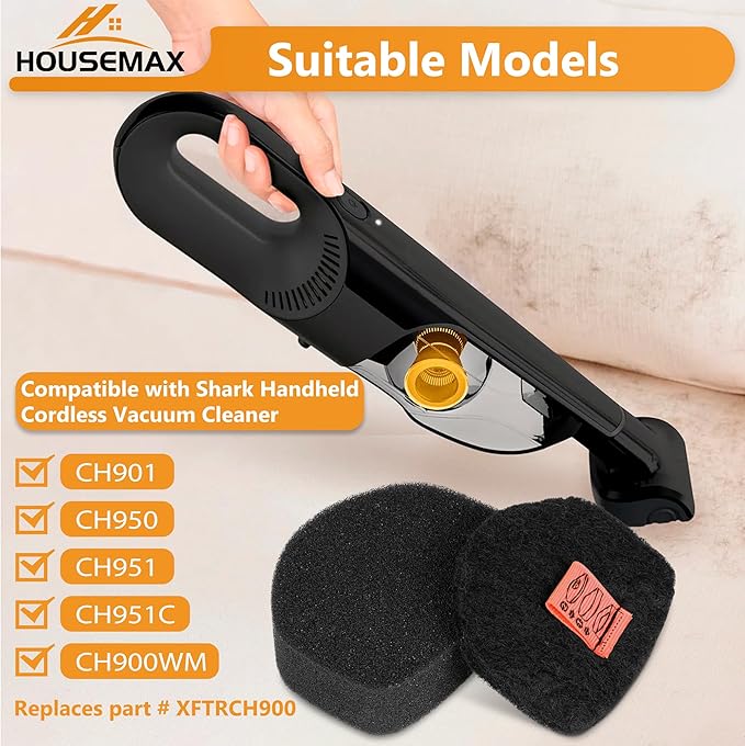 CH950 CH951 Filter Replacement for Shark Ultra Cyclone Pet Pro Plus CH901 CH951C CH900WM CH963AMZ CH964AMZ Cordless Handheld Vacuum, Replace Part XFTRCH900