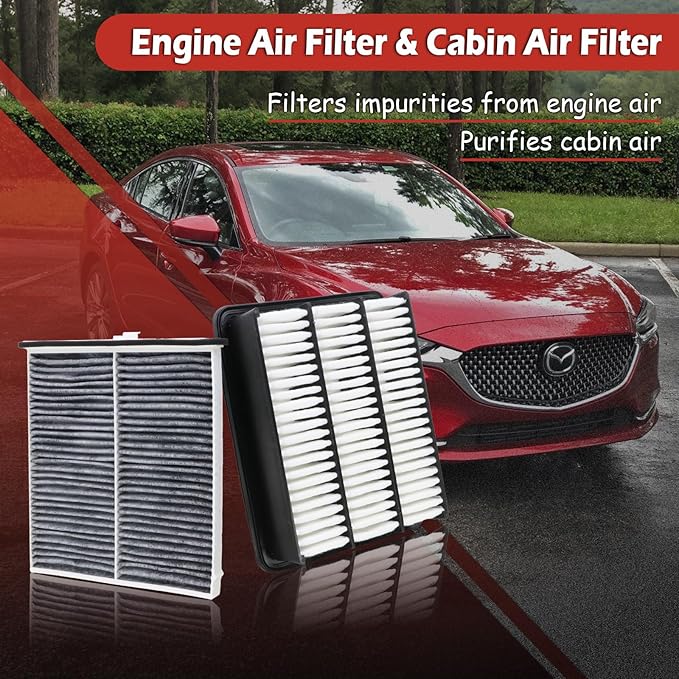 CA12167 Engine Air Filter and CF11811 Cabin Air Filter kit Compatible with 2019-2024 CX-5 2.5L Turbo Only 2018-2021 Mazda 6 2.5L Turbo Only Replaces PA99223 PY8W133A0 KD45-61-J6X