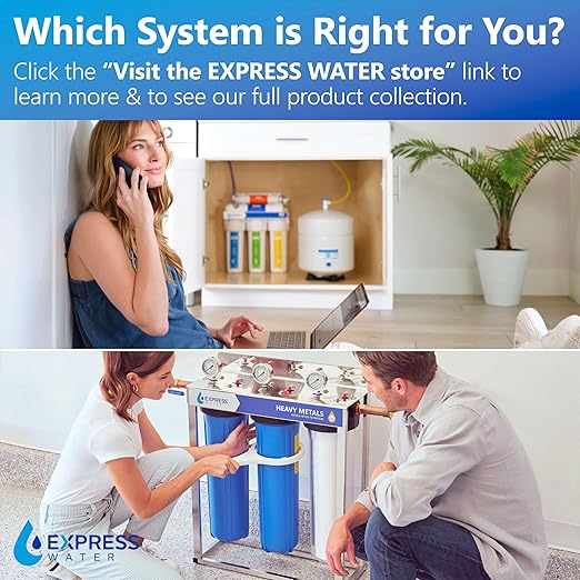Express Water 3-Stage Whole House Water Filter System, Reduces Heavy Metals, Scale, Chloramine, Chlorine, PFAs, Lead & Arsenic, Free-standing Stainless Steel Frame & 3 Pressure Gauges