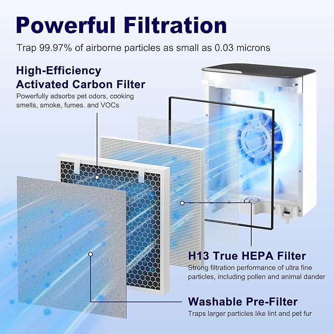 2 Pack Vital 100 Replacement Filter for LEVOIT Vital 100 Air Purifier, 3-in-1 H13 True HEPA and High-Efficiency Activated Carbon Filter, Part Number Vital 100-RF
