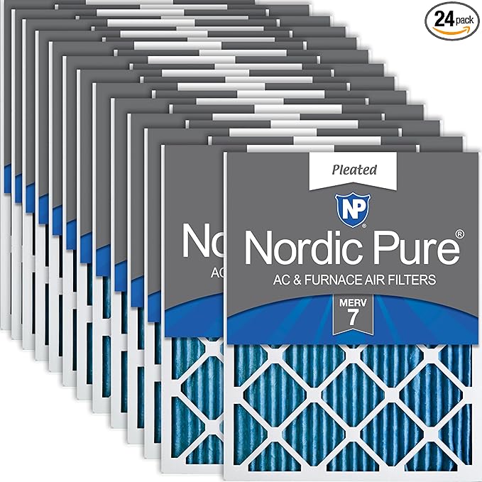 Nordic Pure 16x24x1 (Actual Size: 15 1/2 x 23 1/2 x 3/4) Pleated MERV 7 Air Filters 24 Pack
