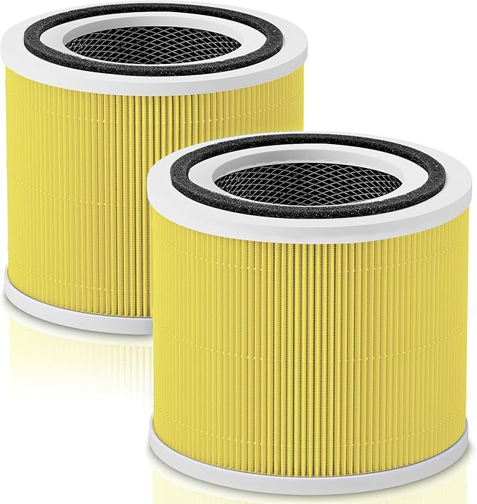 2 Pack Core 300 Pet Care Replacement Filter for LEVOIT Core 300 Core300-P Core 300s VortexAir Air Purifier, 3-in-1 True H13 and Activated Carbon,Core 300-RF-PA, Yellow