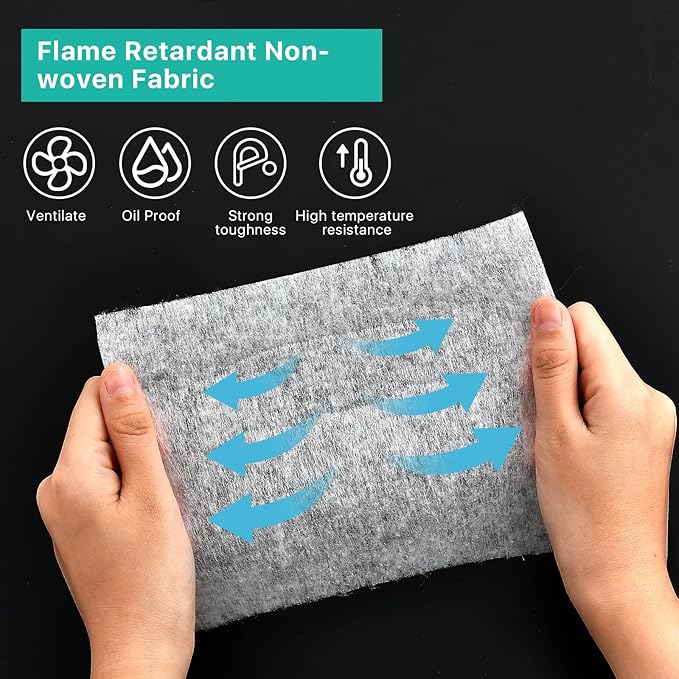 2 Rolls Range Hood Filters, Nonwoven Fabric Range Hood Replacement Filter with Adhesive Strips and Magnetic Block, Anti Oil Filter Paper for Kitchen（10 m Per Roll, White)