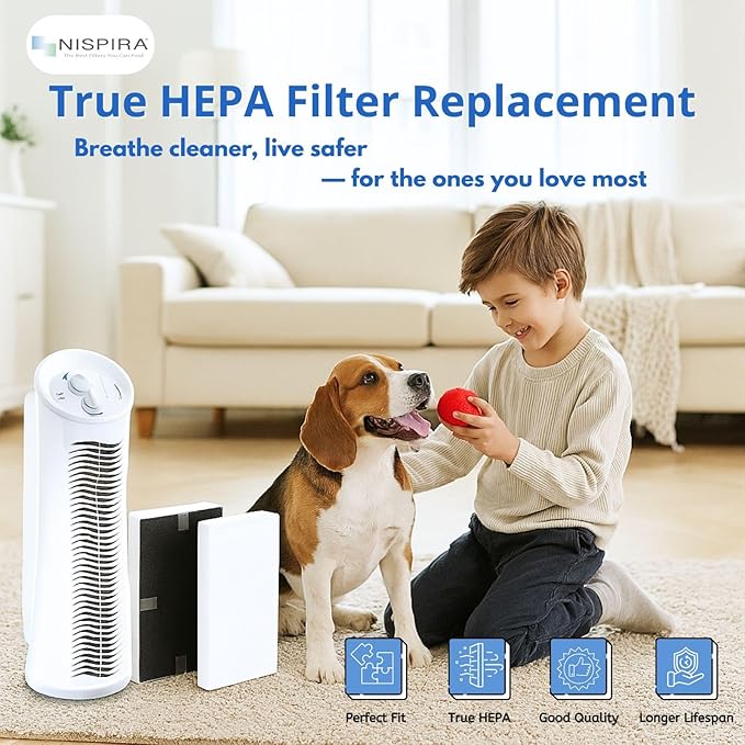 Nispira 2-Pack U Filter HRF201B Replacement 2-in-1 HEPA Activated Carbon For Honeywell Febreze Air Purifier FRF102B FRF101B FHT190 FHT180 FHT170 HHT270 HHT290 | Removes Smoke, Pollen, Dust