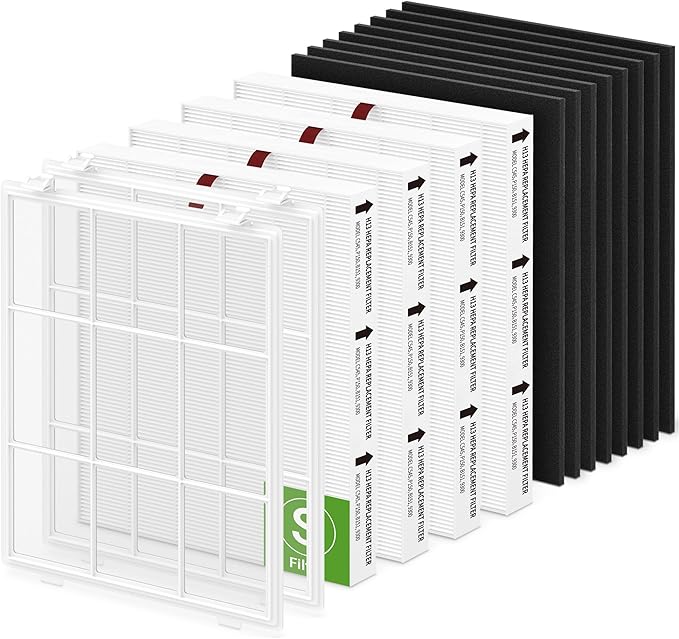 4 Pack C545 HEPA Replacement Filter S with 2 Washable Pre-Filter, and 8 Carbon Filters, Compatible with Winix C545, Replace Part 1712-0096-00 and 2522-0058-00