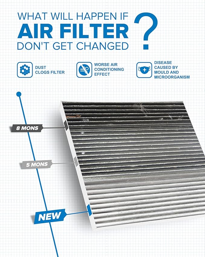 PHILTOP Cabin Air Filter w/Activated Carbon, Compatible with CF10381 Hyundai Sonata 2006-2010, Santa Fe 2007-2009, Azera 2006-2008, Kia Carnival 2022-2026, Optima 2006-2010