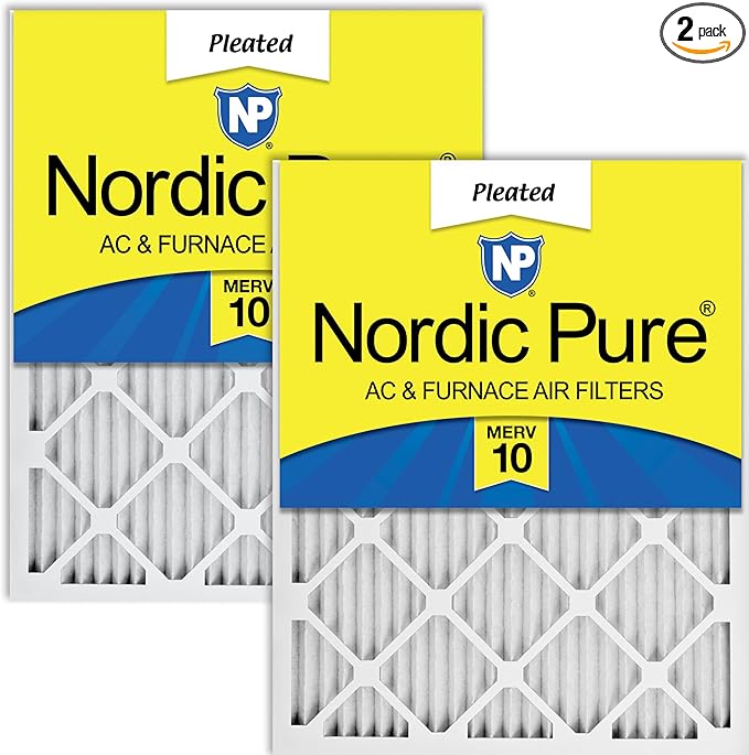 Nordic Pure 16x24x1 (Actual Size: 15 3/8 x 23 3/8 x 3/4) Pleated MERV 10 Air Filters 2 Pack