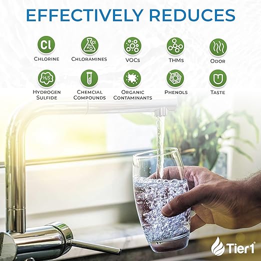 Tier1 Whole House Chloramine Filter | 300,000 Gallon Capacity | Pre-Filled Carbon Tank with 0.5 Cubic Foot of Premium Catalytic Granular Activated Carbon | Home Water Filtration System