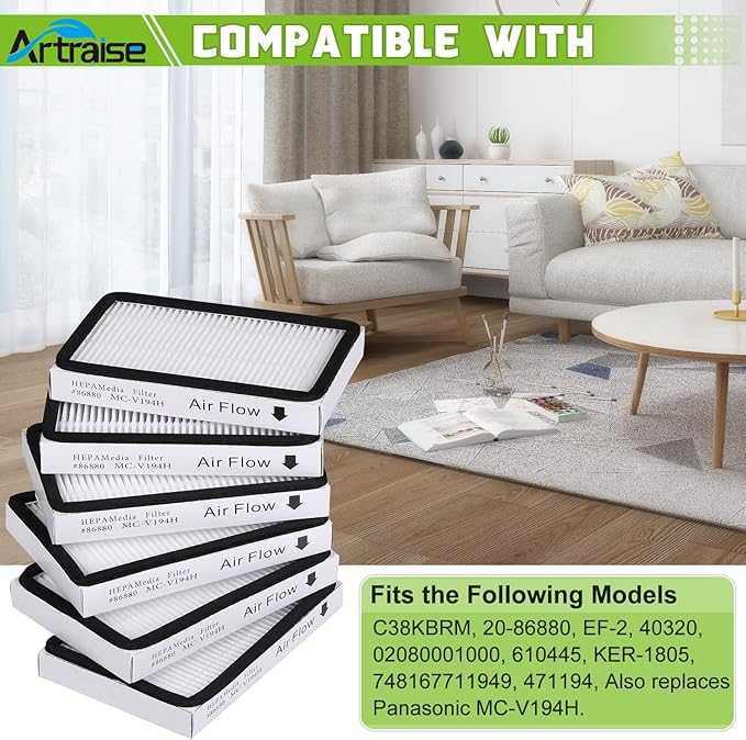 Artraise HEPA Media Filter Replacement for Kenmore EF-2 86880 Exhaust Vacuum Cleaner, Compare to Part # 20-86880, 40320, EF2, 610445, Also Replaces Panasonic MC-V194H