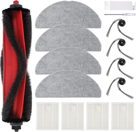VIEWALL Q7M5 Replacement Accessories Kit for Roborock Q7 M5/M5+, Q7 L5/L5+ Plus Robot Vacuum, 1 Main Brushes, 4 HEPA Filters, 4 Side Brushes, 4 Mop Pads, 1 Cleaning Tool, 1 Screwdriver