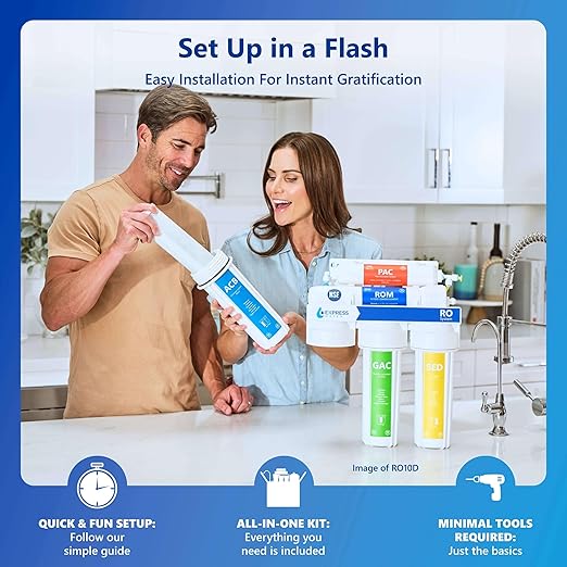Express Water Reverse Osmosis Deionization Water Filtration System – 6 Stage RO System with Faucet and Tank – Under Sink Water Filter – with Deionization Water Filter – 100 GPD