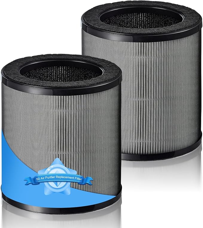 Airmega 50 Filter Replacement Compatible with Coway Airmega 50 Air Purifier, 3-IN-1 Hepa Filter, Deodorization Filter with Activated Carbon (2PCS)