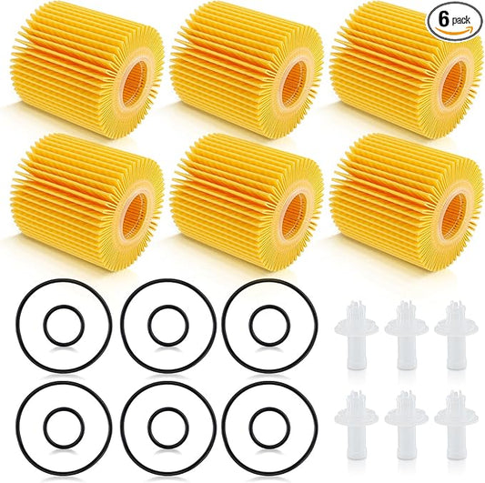 Engine Oil Filter - 6 Pack Compatible with Toyota Camry 2007-2017, Lexus, Scion, RAV4, Highlander, Avalon, Tacoma, Sienna 04152-YZZA1 04152-31090 04152-YZZG1 04152-0V010