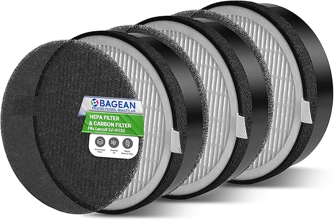 Bagean LV-H132 Replacement Filter for Levoit Air Purifier Compatible with Levoit Filter Replacement - Certified H13 True HEPA with Activated Carbon Filters 99.97% of Particles and Purifies Air (3-Pk)