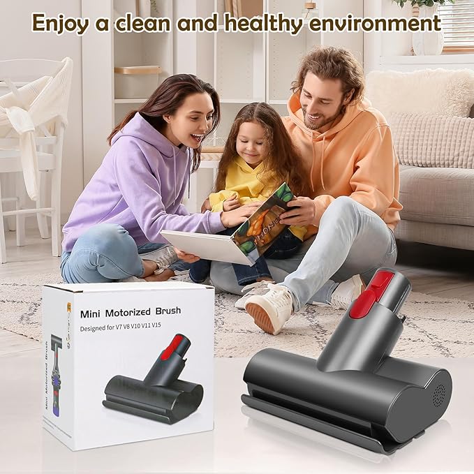 Mini Motorized tool Compatible with Dyson V7 V8 V10 V11 V15 Cordless Vacuum Cleaners, replacement vacuum cleaner heads, suitable for removing stubborn dirt on mattresses, furniture and stairs